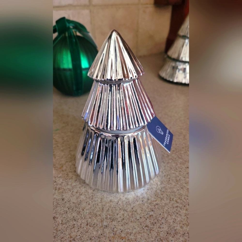 New sds for HD fragrance Candle whispering Woods silver tree Mercury Glass Chris